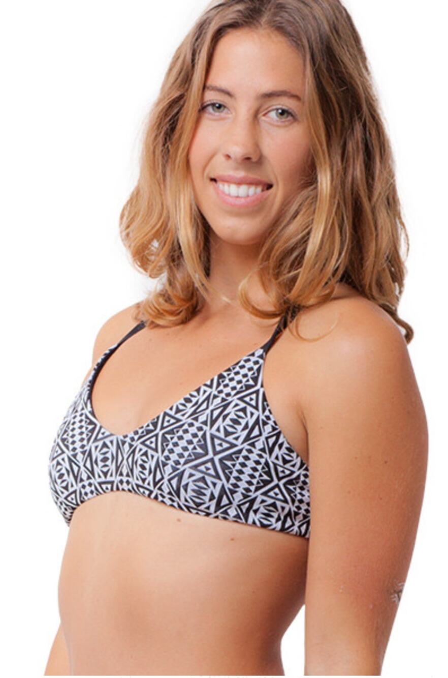 NWT SEEA Capitola Bikini Top in Black Porto REVERSIBLE - Small